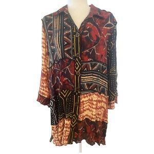 JOHN MARK Women's  Artsy Boho Lagenlook Tunic Blouse